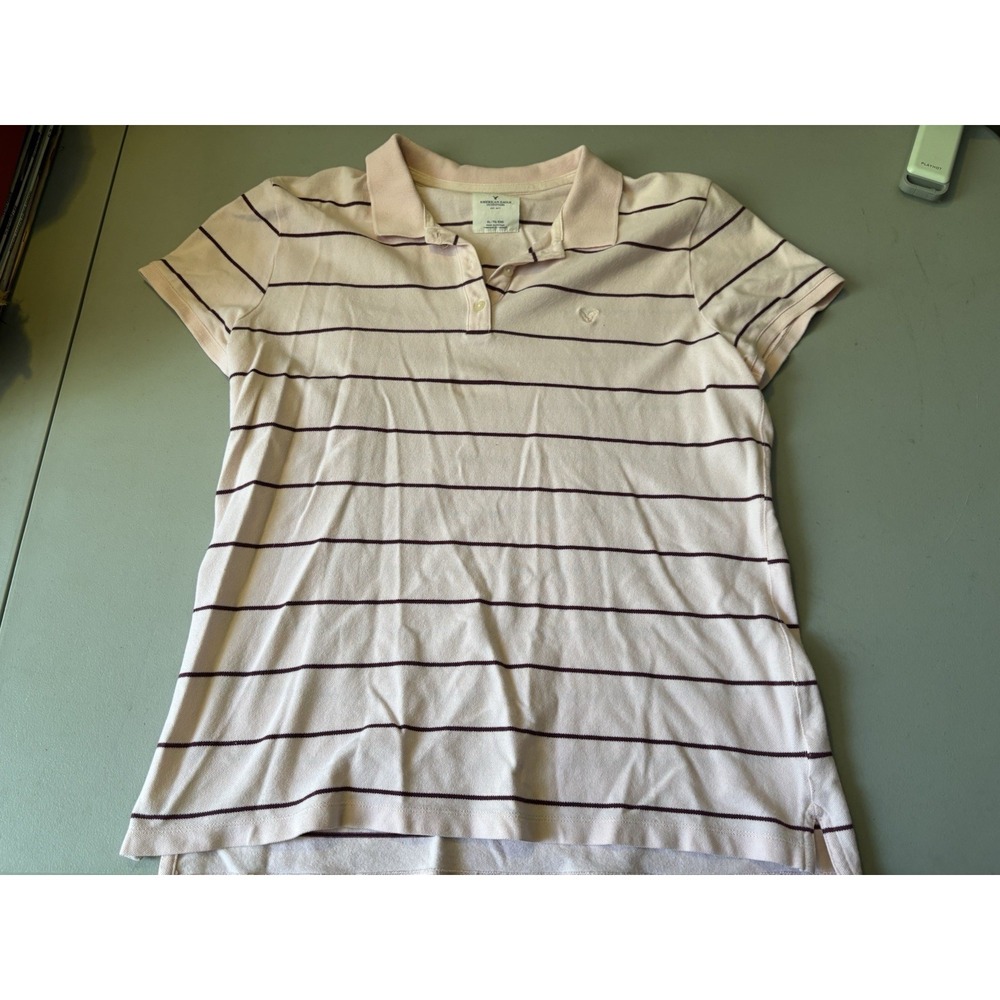 American Eagle Y2K Henley Polo Baby Tee Women's XL Pink/Burgundy Bella Elena